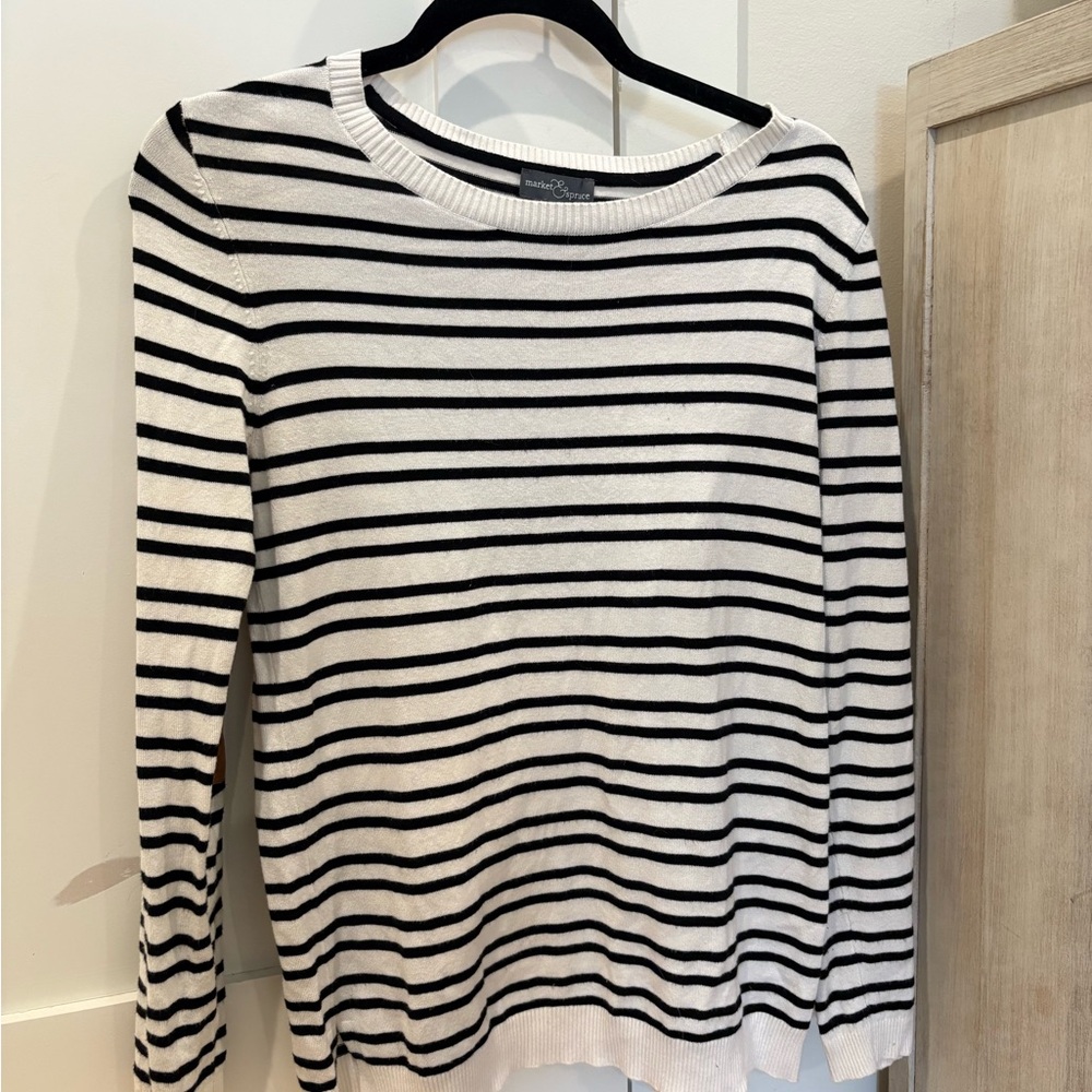 Market & Spruce Black and White Striped Top